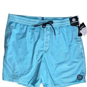 Volcom Standard 17-inch Elastic Waist Surf Swim Trunks‎ Blue Men's NWT